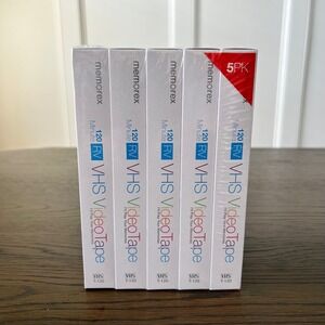 Memorex 120 Minute RV VHS Video Tape T-120 Blank Sealed 5-Pack 6HR EP 2HR SP